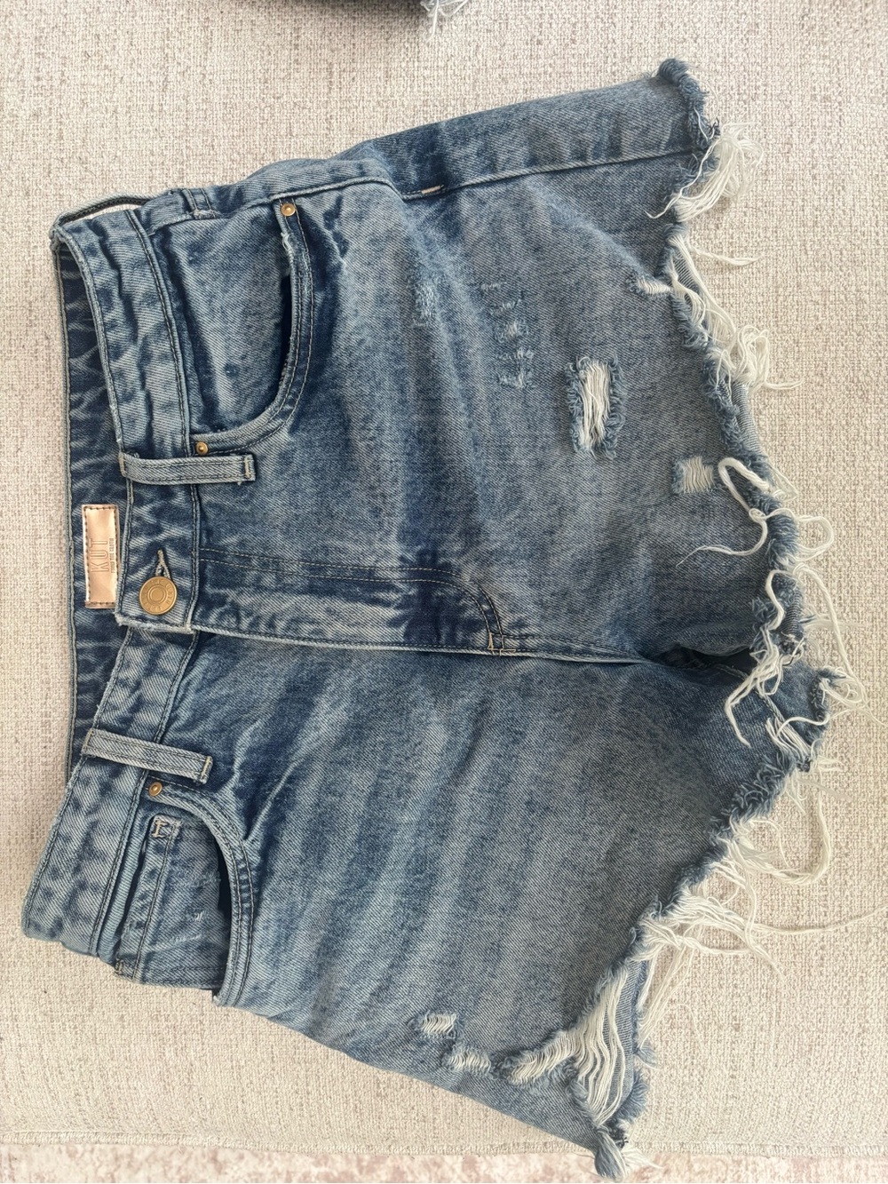 Kut from the Kloth Distressed Blue Denim Cutoff Shorts